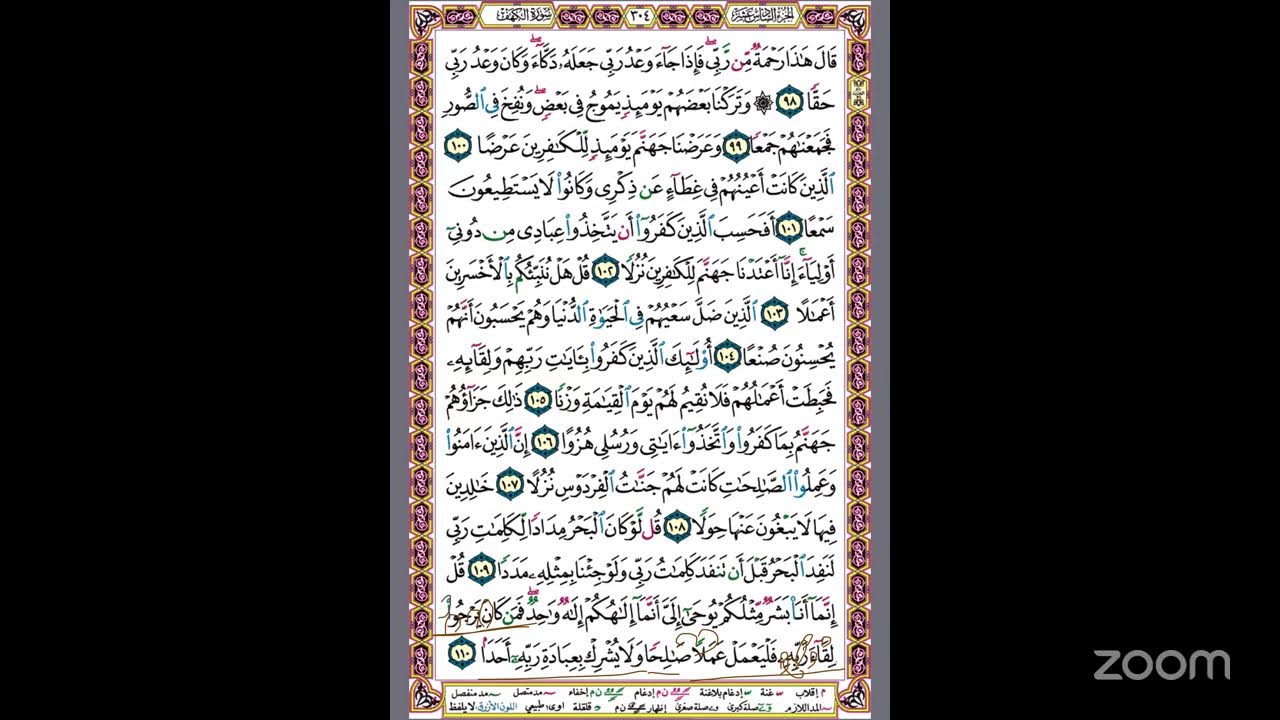 استخراج الأحكام التجويدية حرفًا بحرف في سورة الكهف، الآيات (١٠١-١١٠) تقديم الأستاذة :ابتسام السيابية