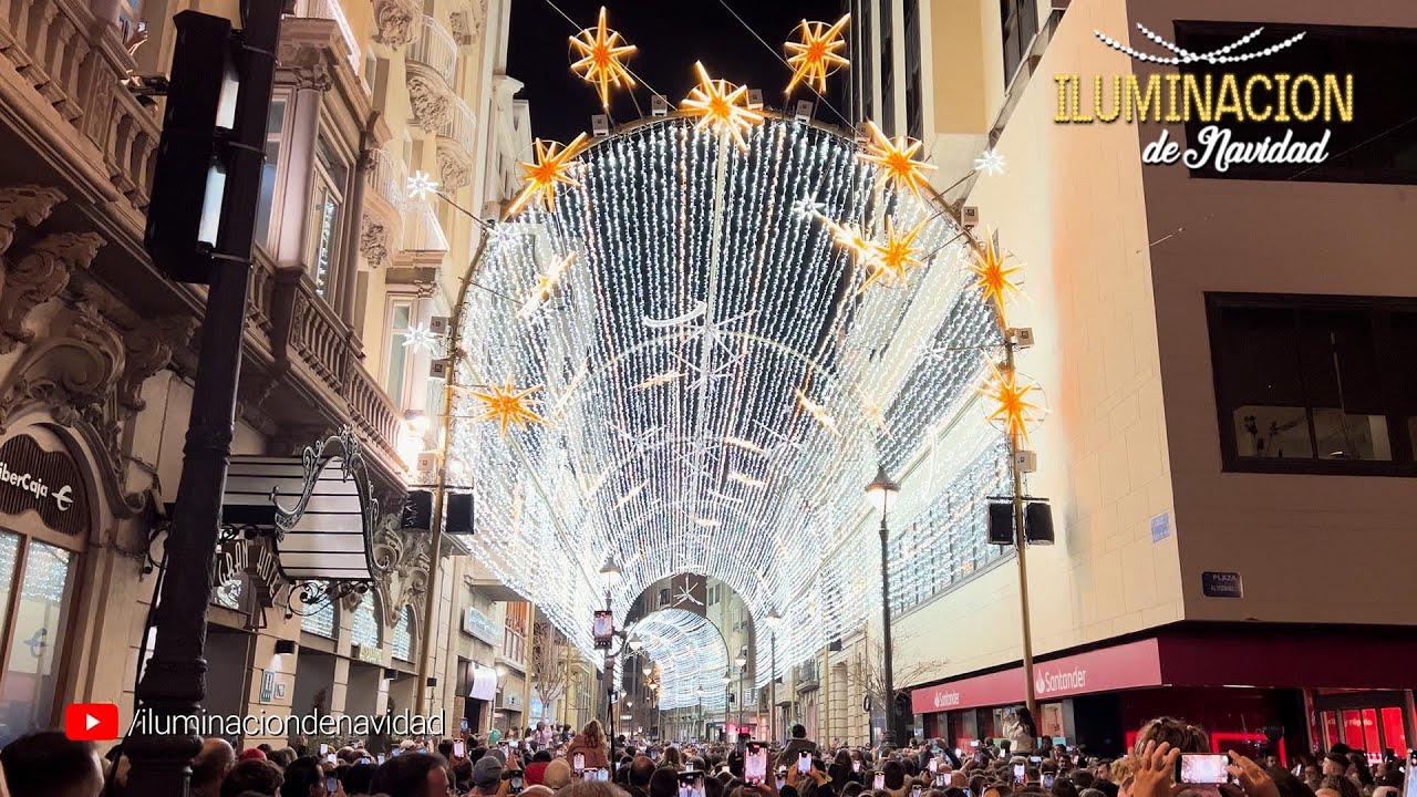 Encendido Iluminación de Navidad Albacete 2024, Túnel de Luz Calle Ancha, Iluminaciones Ximenez