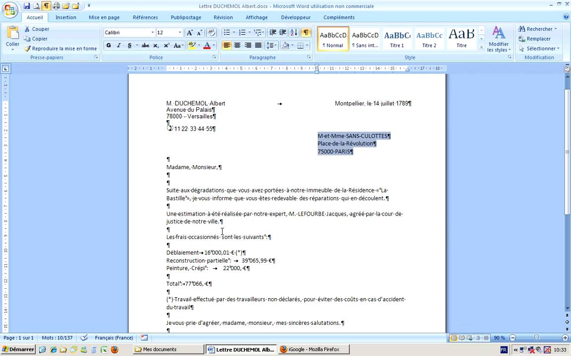 Word - Tabulation et Retrait