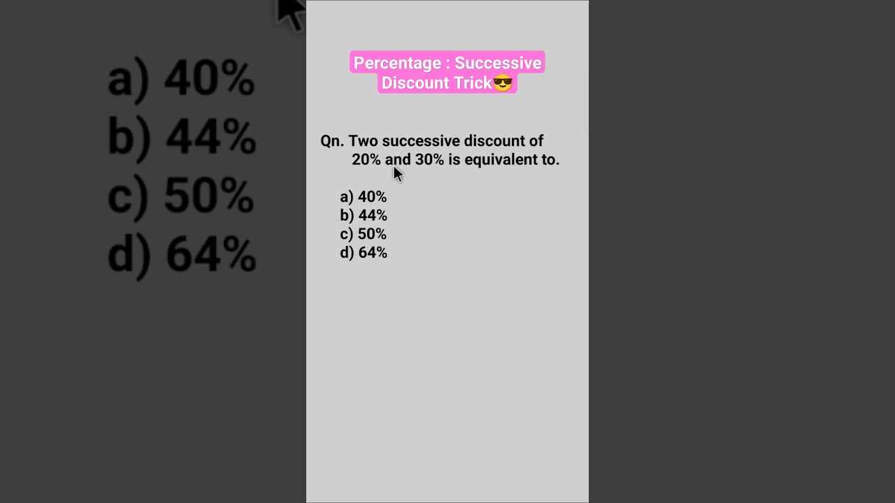 Percentage Tricks🔥😎 | Percentage Successive Discount 🤔