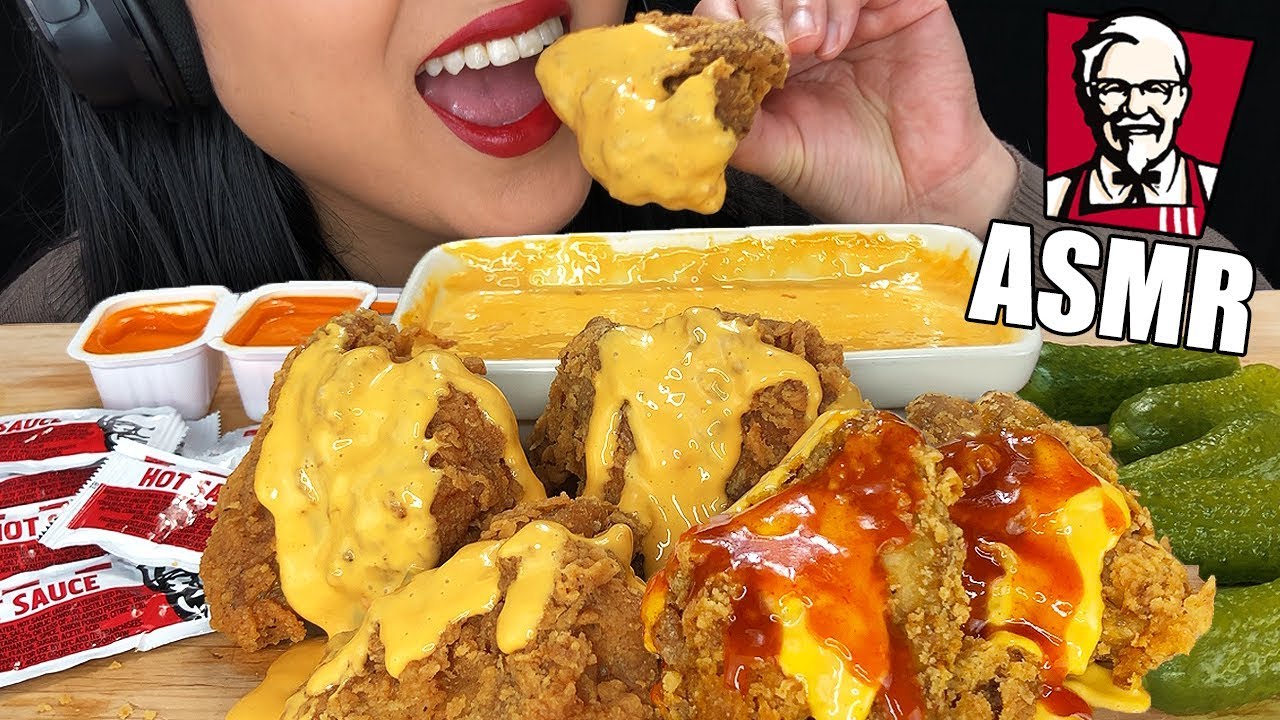 ASMR SPICY HOT CHEESY KFC FRIED CHICKEN WINGS (Crunchy Eating Sounds) | No Talking ASMR Phan