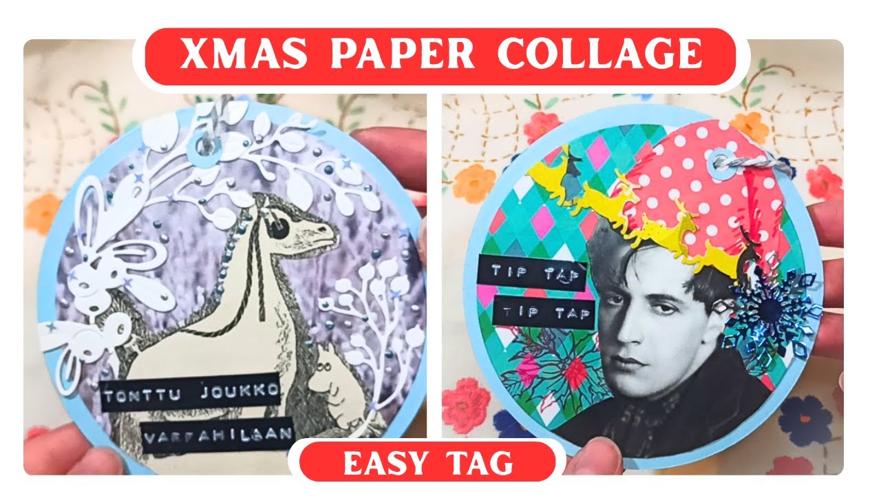 Easy Christmas Paper Collage Tag 🎁 | DIY Holiday Gift Tags | Simple Christmas Craft