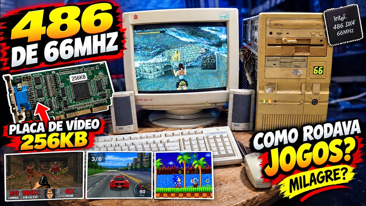 Placa de Video 256kb e CPU de 66Mhz Rodava Jogos 3D dos Anos 90? Testei pra Ver!