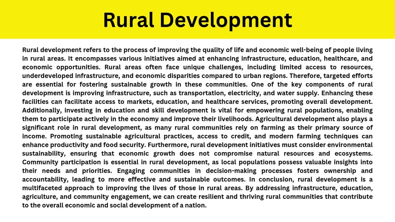 Short Paragraph on Rural Development
