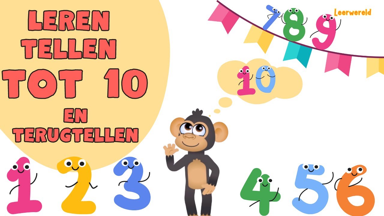 LEREN TELLEN en terugtellen in het Nederlands tot 10 | leerzame filmpje tellen | peuters en kleuters