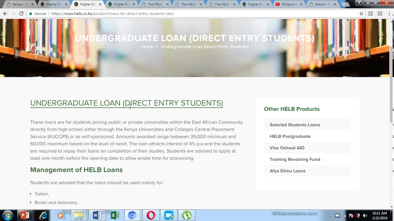 Kenya - First Time Undergraduate HELB Loan Application - English