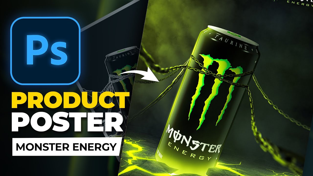 Product manipulation (Monster Energy) l Tutorial l Photoshop cc 2022