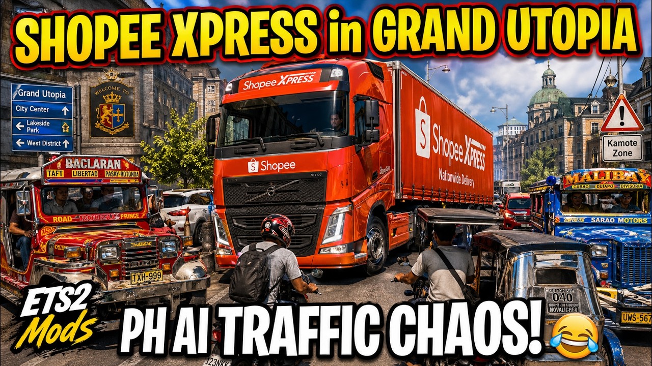 Driving a Shopee Xpress Truck in Grand Utopia, PH AI Traffic + Snowymoon + Reshade
