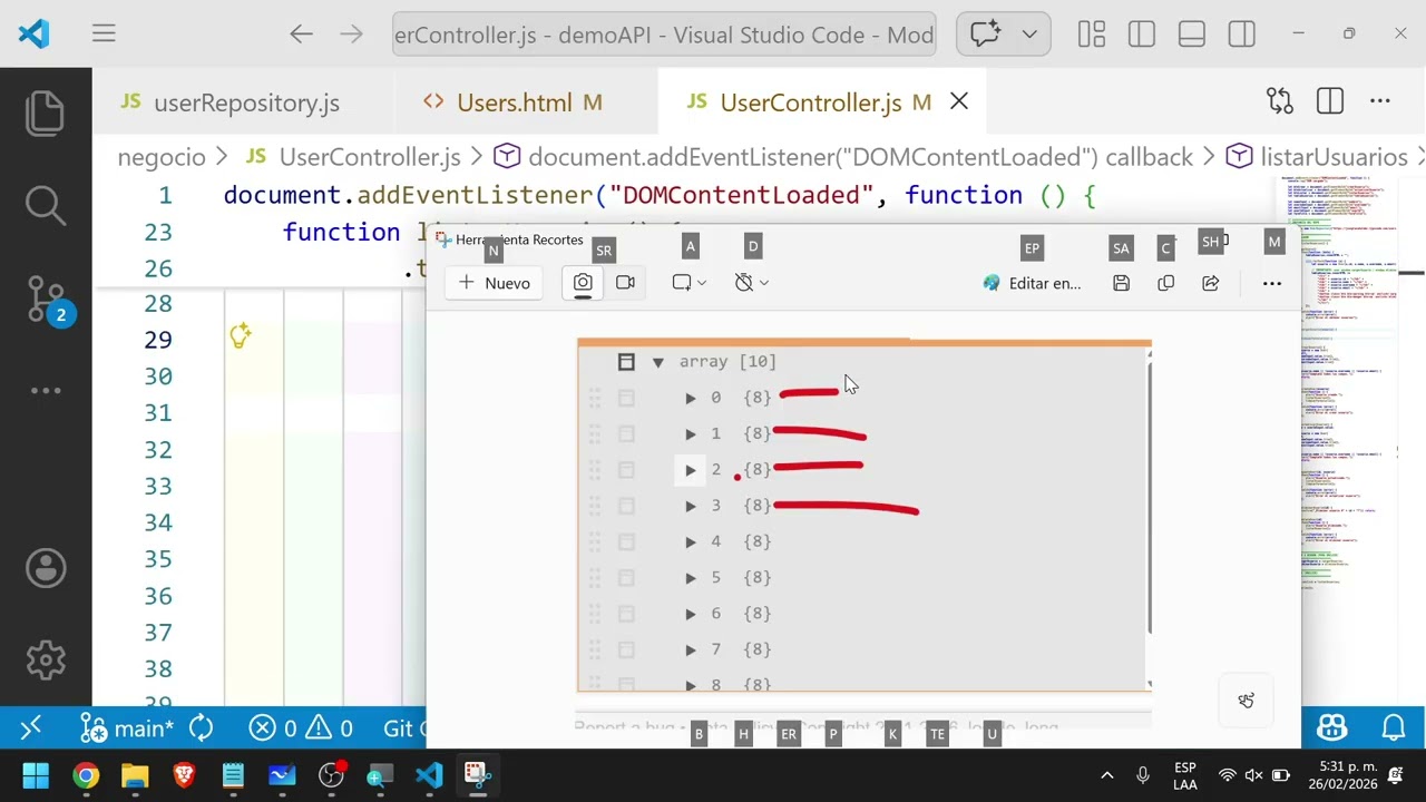 4. Construcción Aplicación CRUD JS Puro - Llamado APIS: Presentación - Negocio. Método Listar.