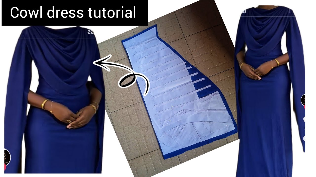 How to Cut and SEW a COWL dress, sewing tutorial, 