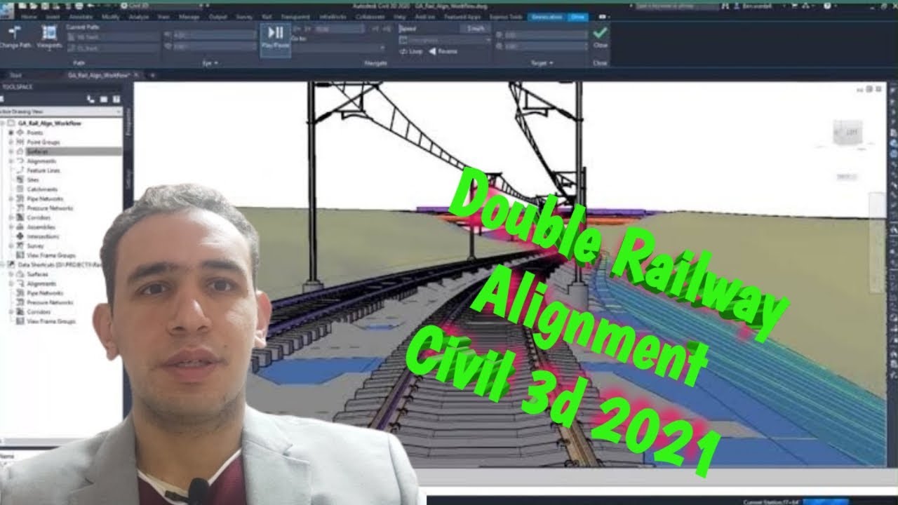 Lecture 2 : How to Create Double Railway Alignment Using Civil 3D 2021 and apply Cant (English)