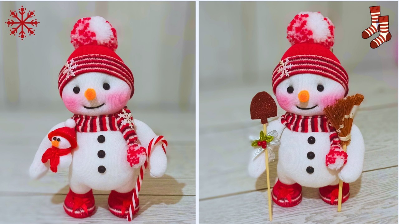 Очень мило и легко⛄Сделайте снеговика из носков🧦Подарите или используйте🎁Пузатый снеговик