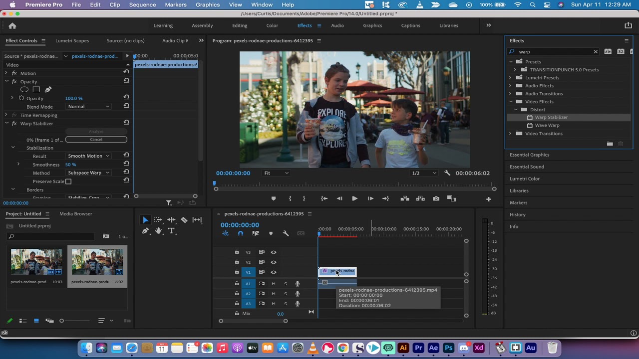 Remove Camera Shake in 2 Minutes - Warp Stabilizer Fast Analysis - Premiere Pro