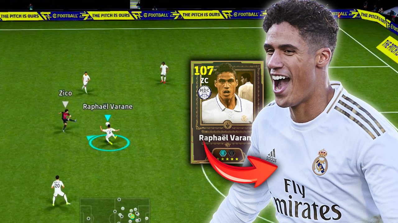Estreia do Varane épico 107 no eFootball 26 Mobile