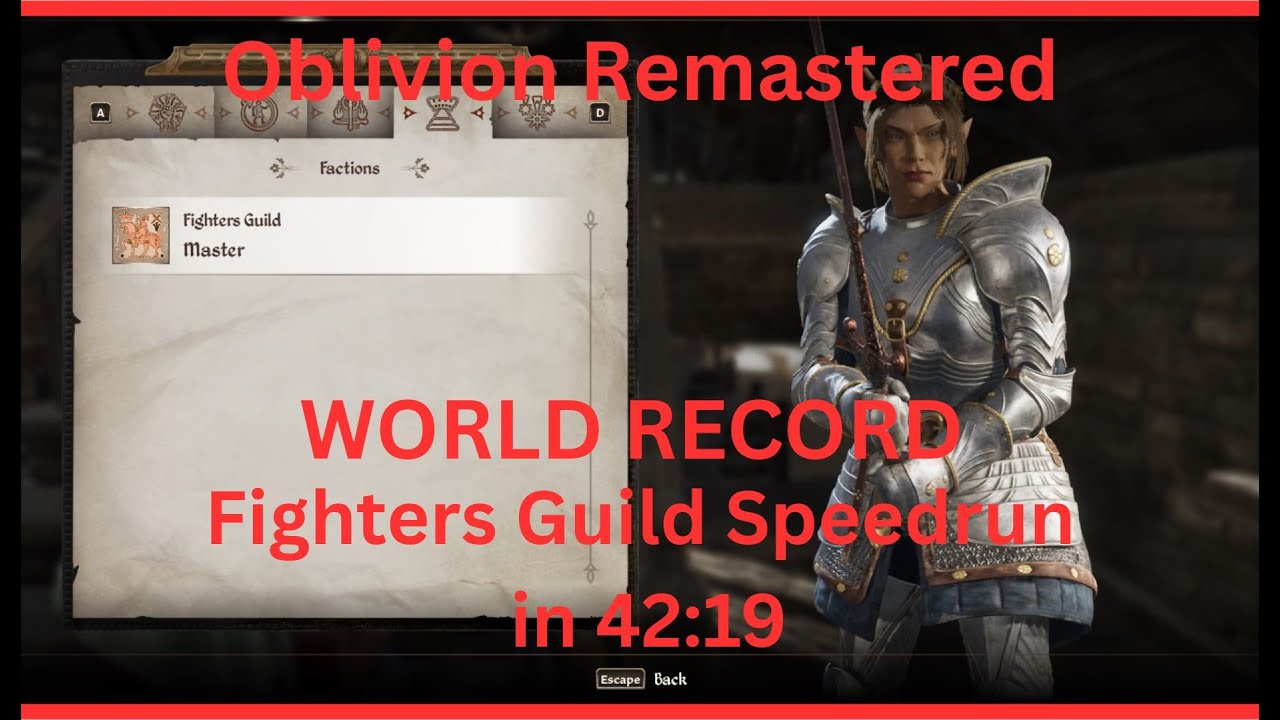 [WR] Oblivion Remastered Fighters Guild Speedrun in 42:19