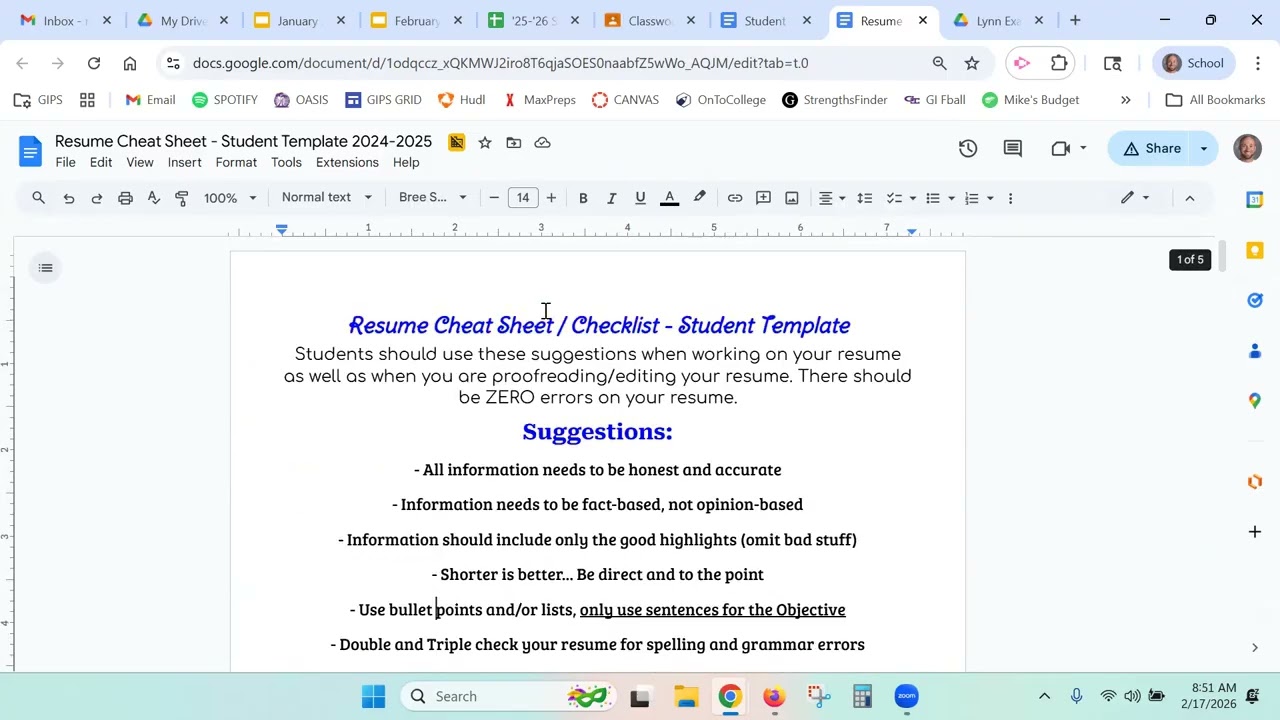 Resume Intro and Checklist