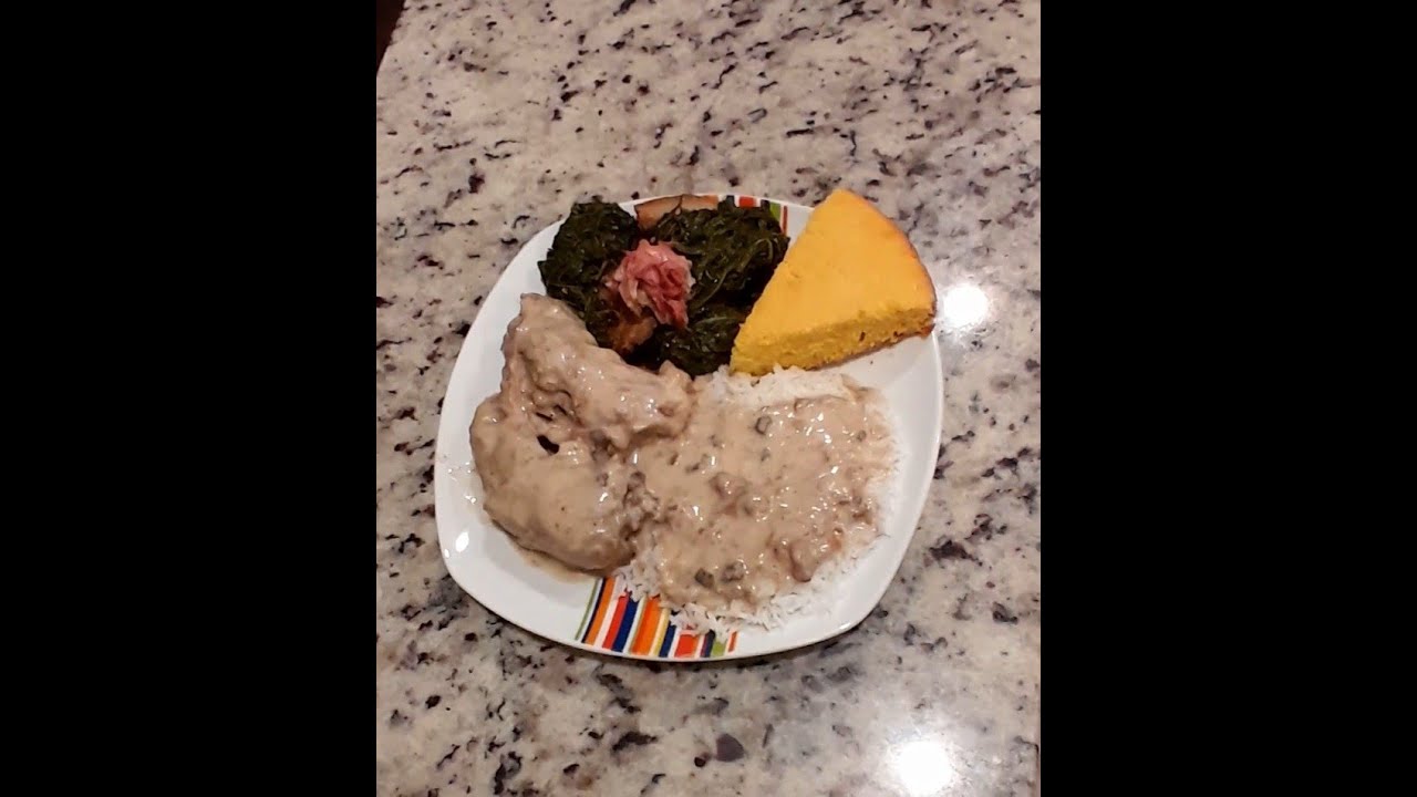 SMOTHERED TURKEY NECK AND MUSTARD GREENS DINNER