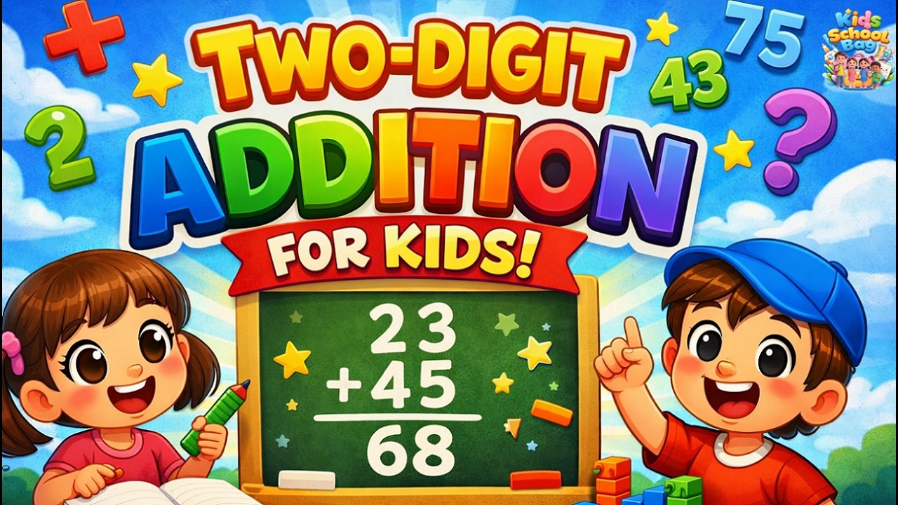 Two Digit Addition for Kids | Easy Step‑by‑Step Math Lesson