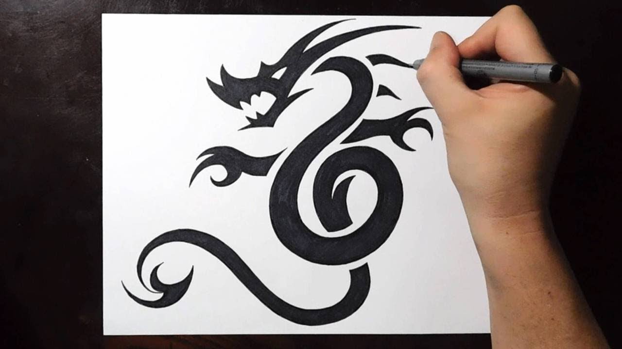 How to Draw a Tribal Dragon Tattoo Design