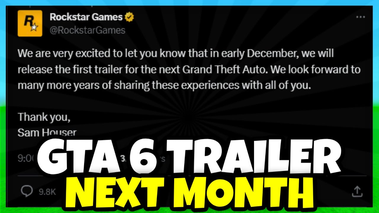 Grand Theft Auto 6 Trailer Releasing NEXT MONTH