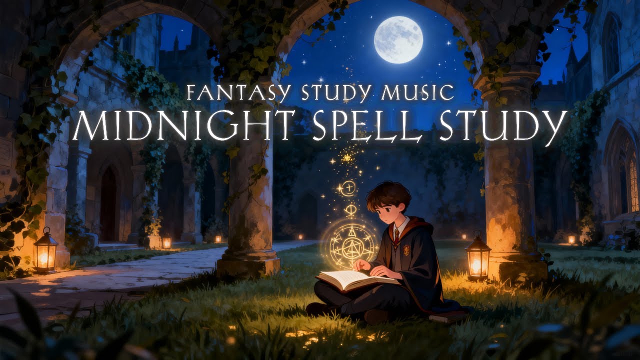 Fantasy Music for Reading | Studying for Magical Exam in Moonlit Courtyard 🌙