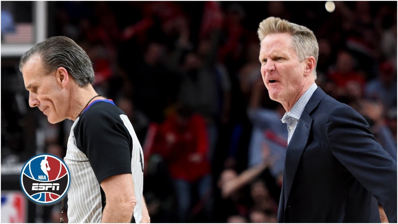 Steve Kerr ejected in Warriors' 4th quarter implosion vs. Blazers | NBA Highlights