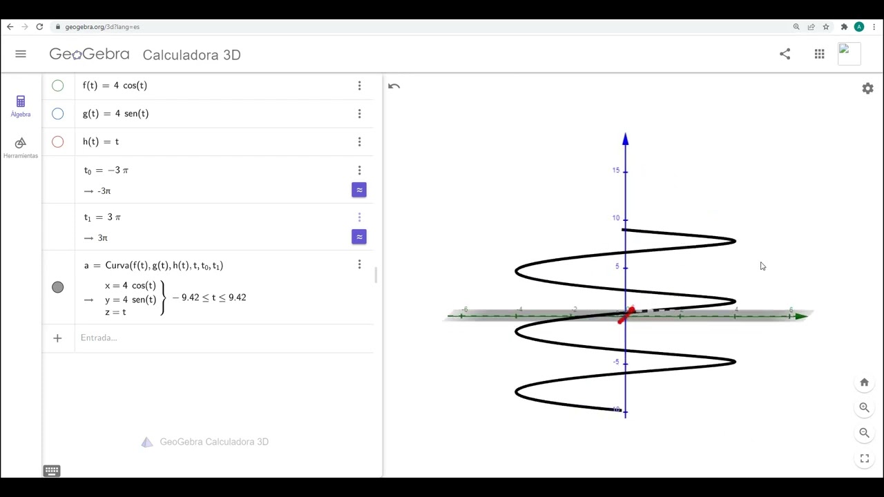 Funciones vectoriales Geogebra
