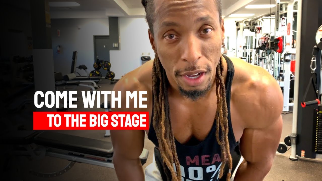 Vegan Bodybuilder on stage at Mr. Olympia....