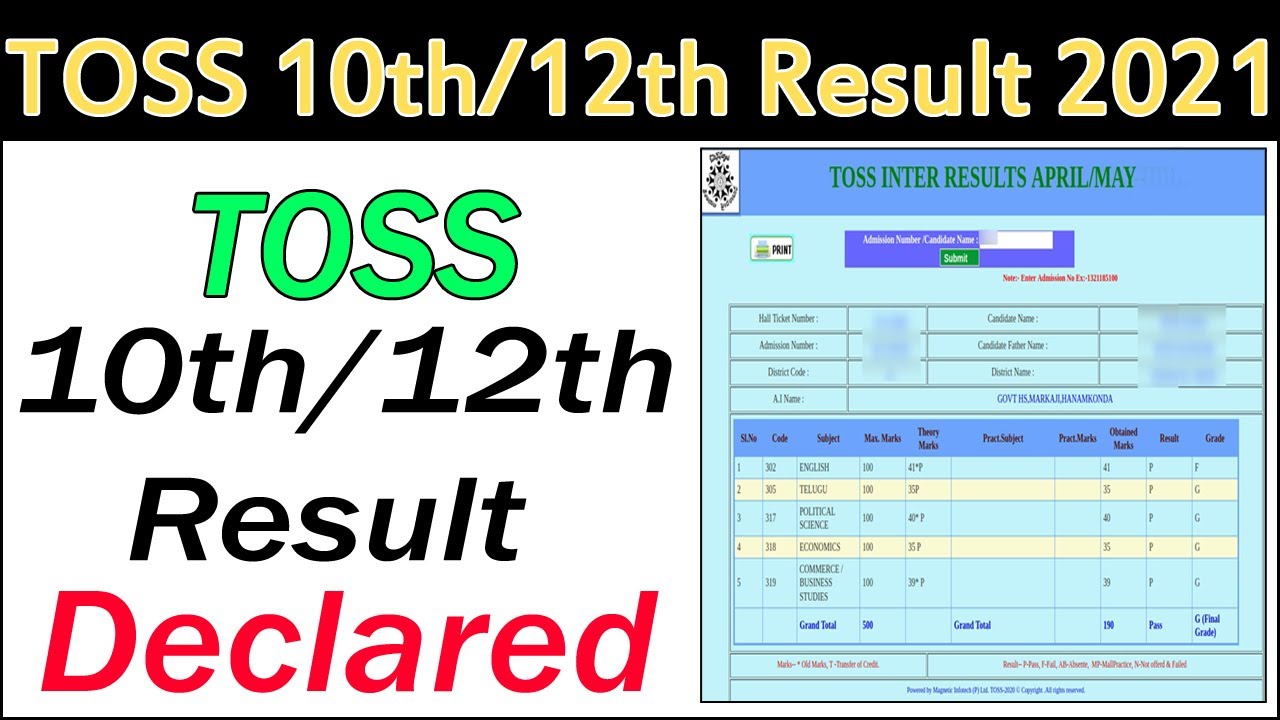 Ts TOSS Open 10th & Inter 2021 Results released