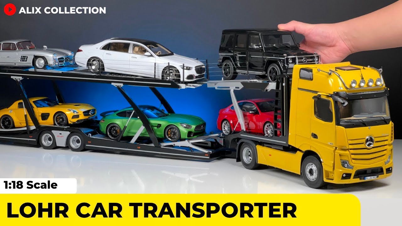 Unboxing of Lohr Car Transporter 1:18 Diecast Model Car by NZG (4K)