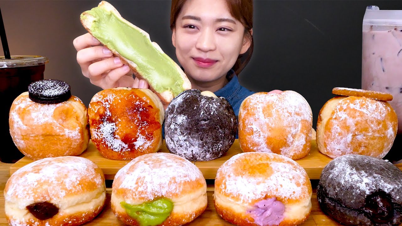 🍩Cream Donut😍크림폭탄✨쫄깃한 빵과 달콤한 크림이 가득한 도넛 먹방❤ [Lotus,Oreo,Brulee,Cream Brulee,Nutella,Vanilla] Mukbang