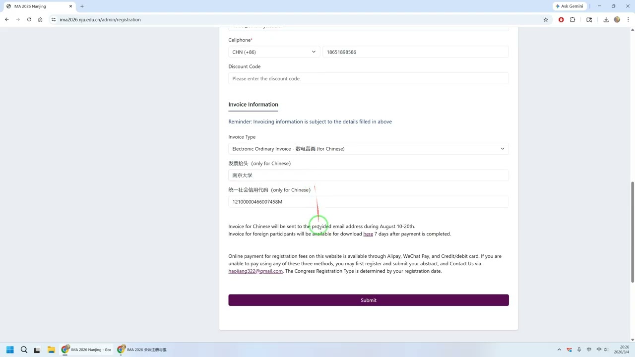 IMA 2026 Congress Registration and Payment Guide