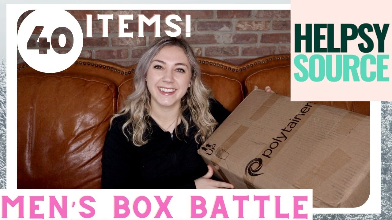 Helpsy Source Men's Most Wanted 40 Item Mystery Box! *ThredUp vs Helpsy Source* | Thriftmas Day 4