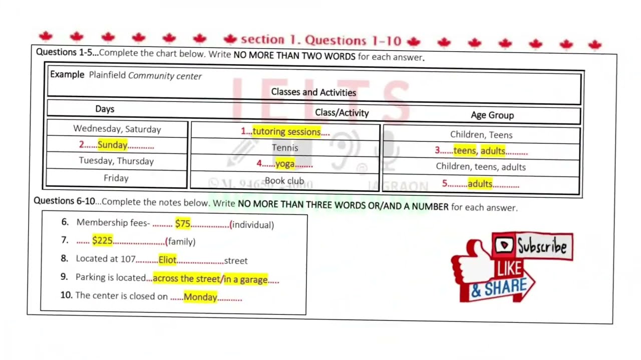 SBRM002G  Example plainfield community centre classes and activities #ielts #listening #ehjagraon