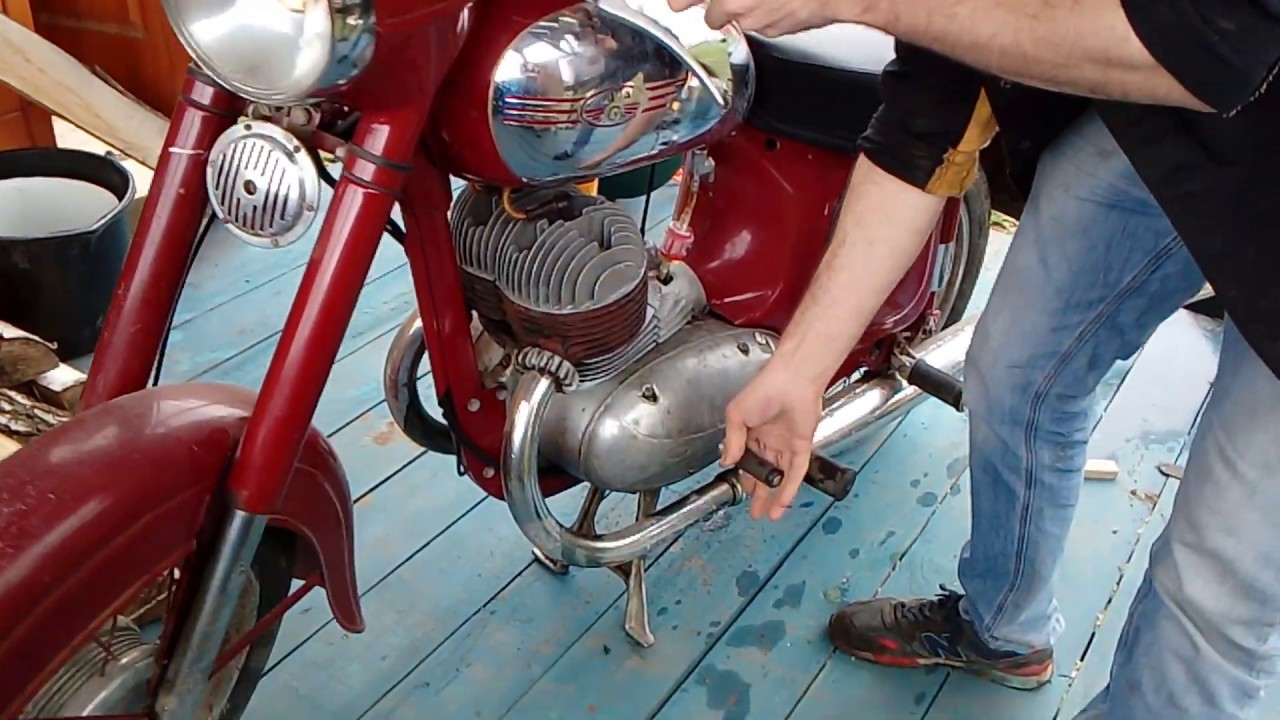 Jawa 350 1961 г.в. пробег 506 км первый пуск после двух лет простоя , двигатель в оригинале.