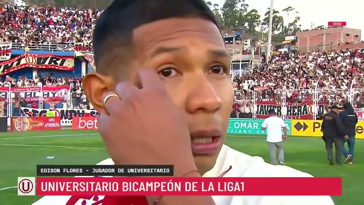 La reacci&oacute;n de Edison Flores tras conseguir el t&iacute;tulo 28 de Universitario de Deportes en Andahuaylas