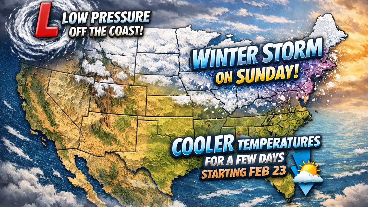 Feb 20, 2026 Weather Update: Snow Storm Sunday Mid Atlantic-NE, West Quiets down just a bit
