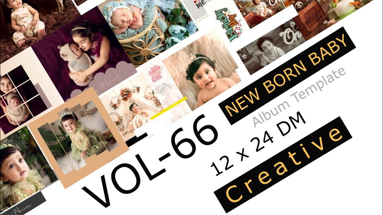 12x24 New born baby album psd layout template (Vol 66)