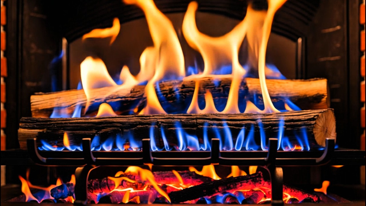 Warm Fireplace Firelight 4K | Cozy Crackling Flames and Burning Logs for Relax