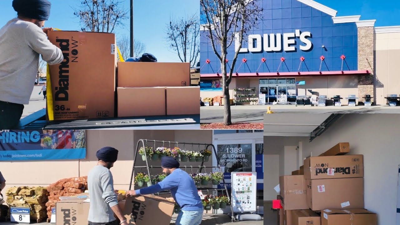 Lowe’s toh kiti kitchen cabinets di shopping 🔨🚪kiti loading unloading #kitchendesign #diycrafts 