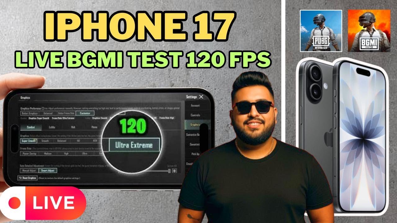 ТЕСТ BGMI LIVE для iPhone 17 120 кадров в секунду | ОБНОВЛЕНИЕ BGMI LIVE 4.0 #шорты #bgmi #iphone...