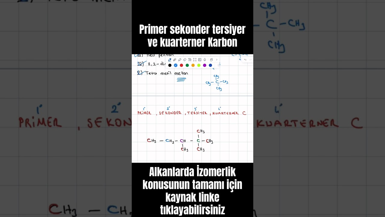 Primer sekonder tersiyer ve kuarterner Karbon nedir ? #organikkimya