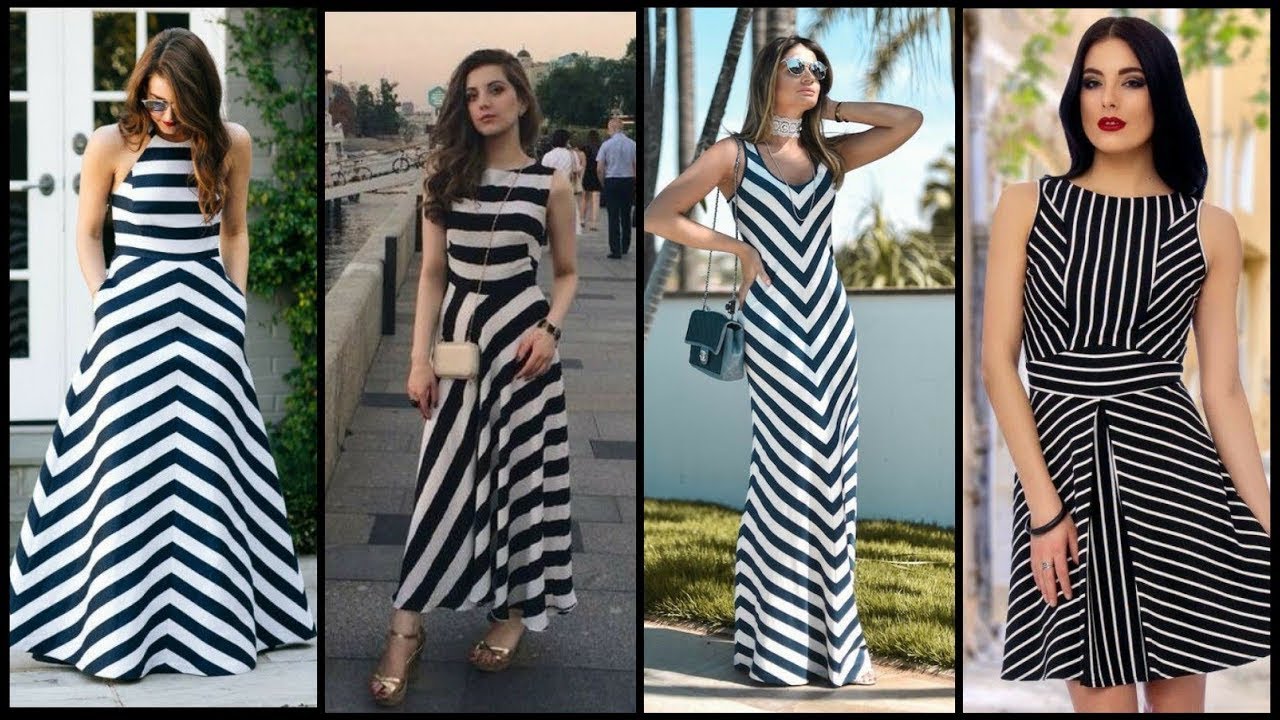 Zebra Print Dress Collection / Striped Dress Designs / Black and White Lining Dress