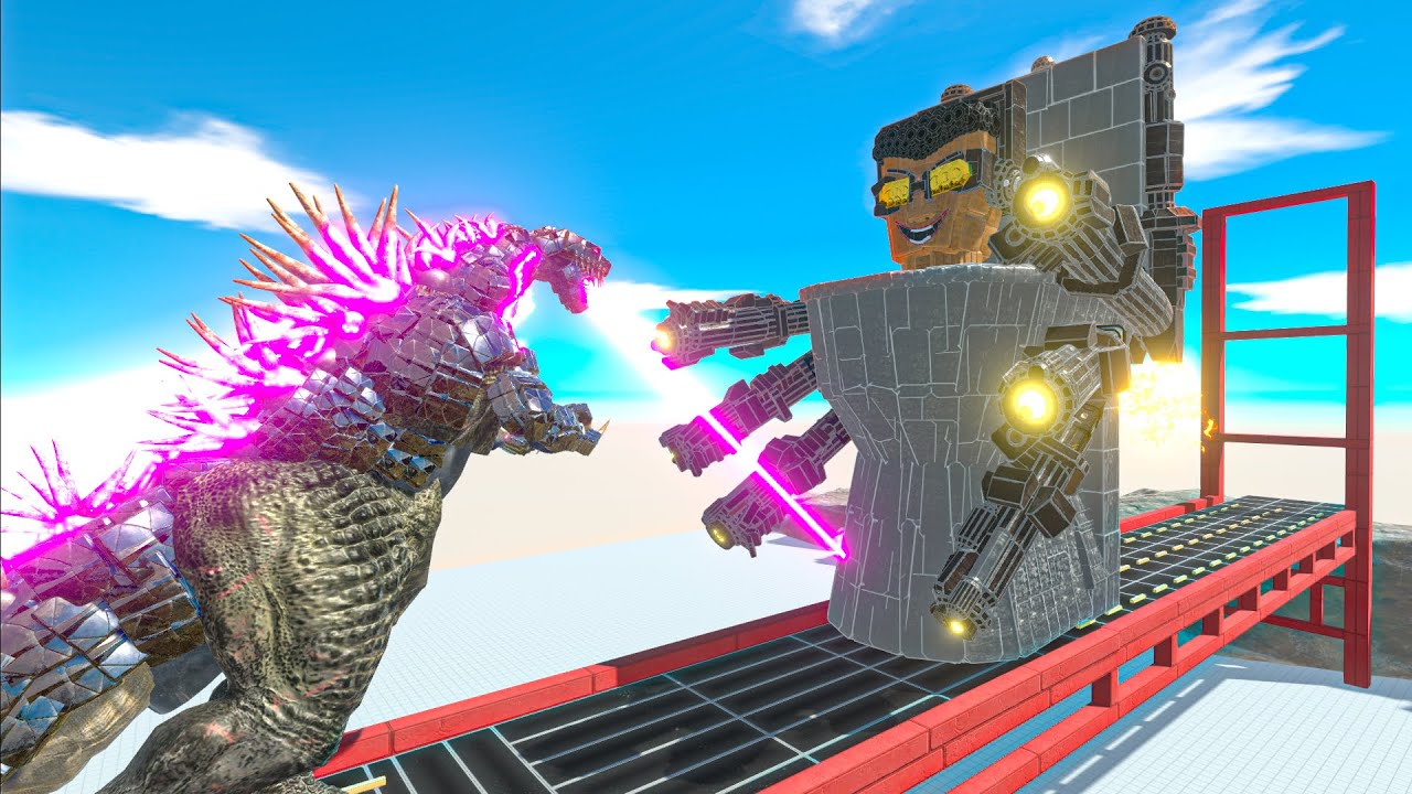 Godzilla vs Skibidi Toilet and Cameraman - Animal Revolt Battle Simulator