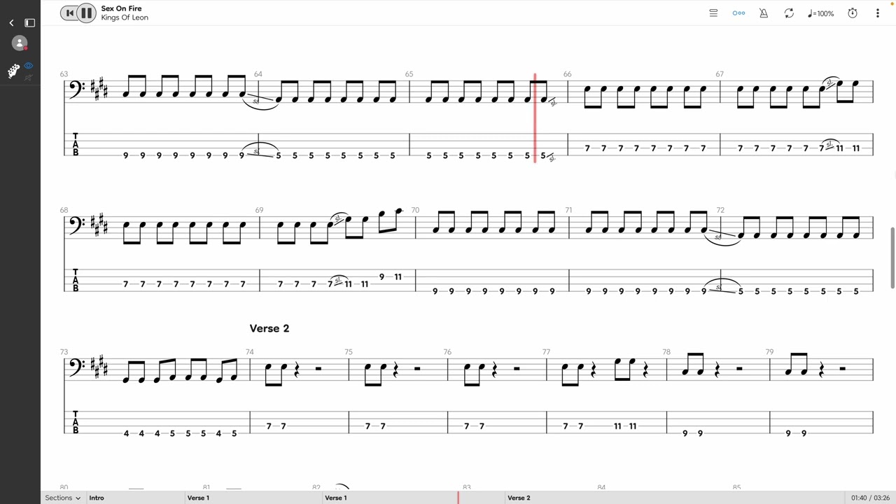 Kings Of Leon - Sex On Fire (BASS TAB PLAY ALONG)