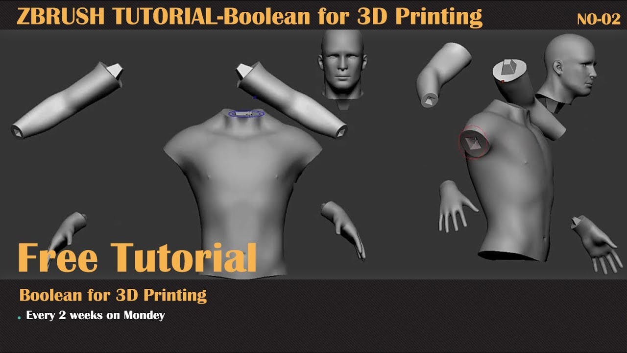 Free Zbrush Tutorial - Boolean for 3D Printing