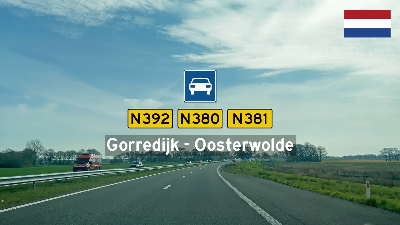 Driving in the Netherlands: N392, N380 & N381 from Gorredijk to Oosterwolde