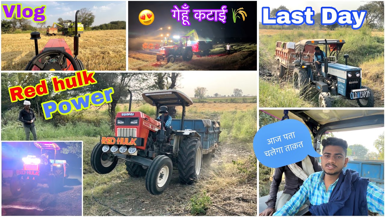 735 ने laga दि  Red Hulk se jayada Power 😈 ! गेहूं कटाई खत्म 🌾 । Patel Farming vlog 💙