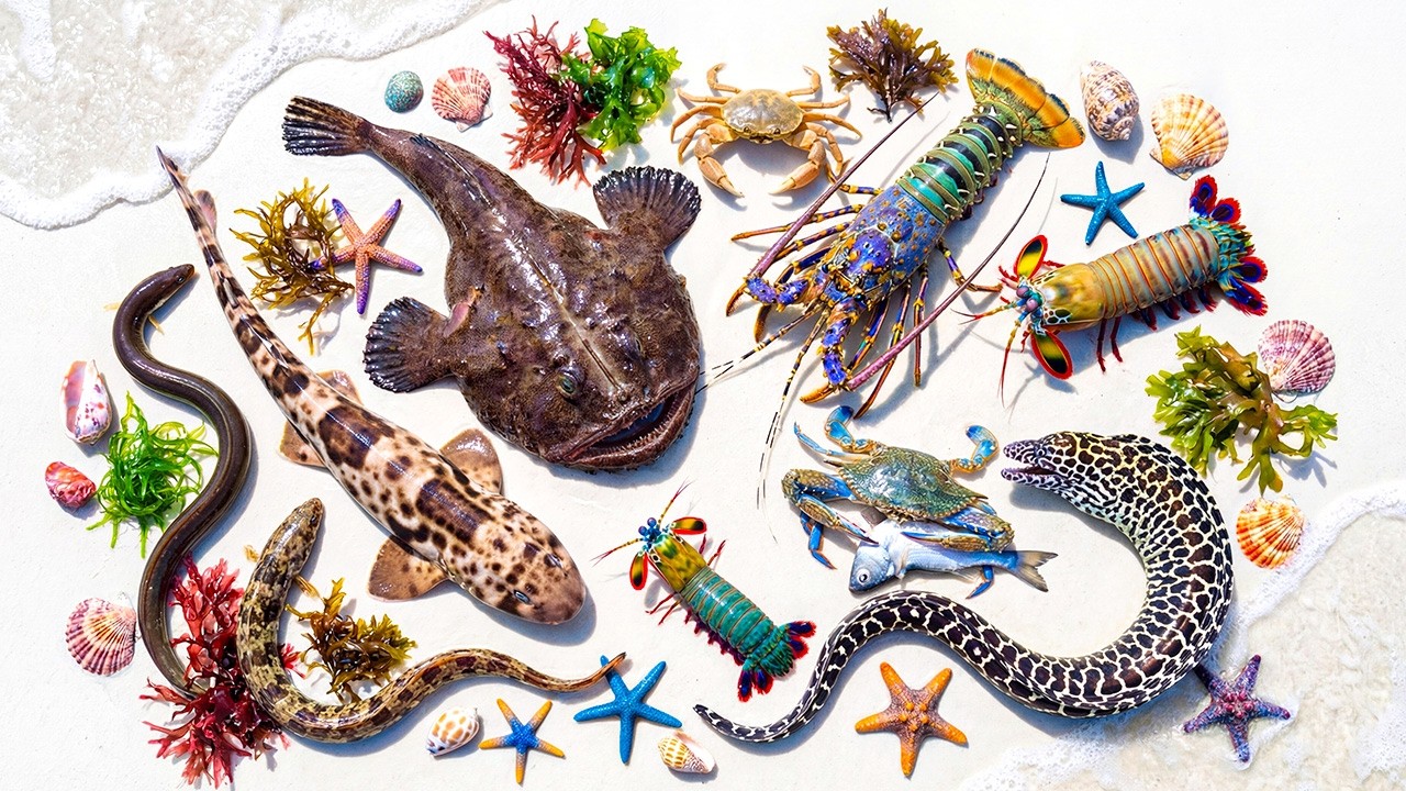 🌊 Ловля мелких акул 🦈, мурен 🐍, креветок-богомолов 🦐, рыбы-камень 🐡, крабов 🦀 и лобстеров 🦞
