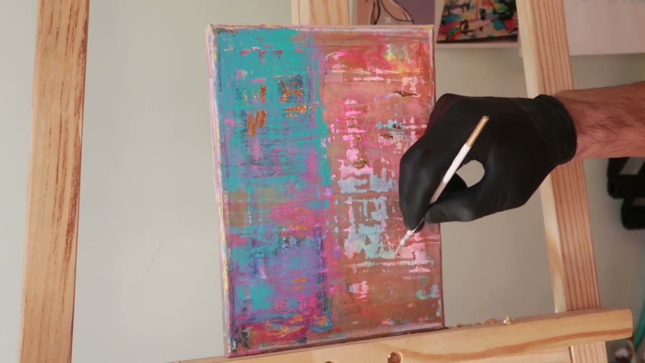 HOW TO MAKE EASY ABSTRACT ART PAINTING WITH TROWEL - GOLDEN  RAINBOW by Jc Artist